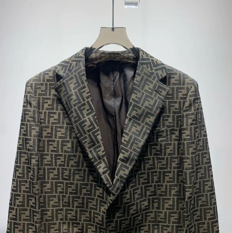 Fendi Fendi Graphic Khaki Cotton Blazer for Men 0089 Size US M / EU 48-50 / 2 - 3 Thumbnail