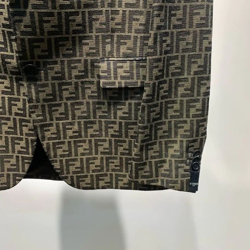Fendi Fendi Graphic Khaki Cotton Blazer for Men 0089 Size US M / EU 48-50 / 2 - 6 Thumbnail