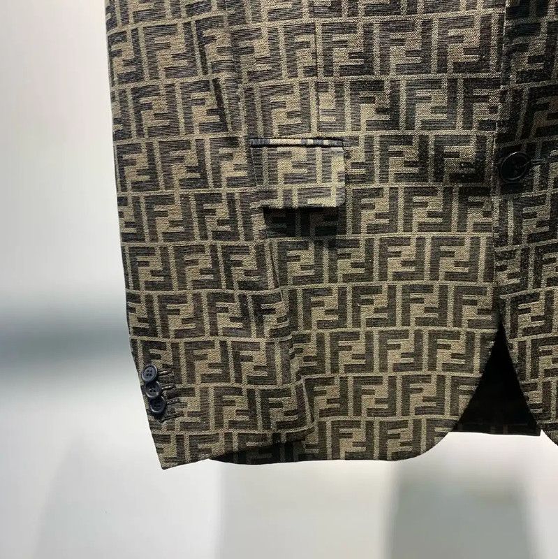 Fendi Fendi Graphic Khaki Cotton Blazer for Men 0089 Size US M / EU 48-50 / 2 - 5 Thumbnail