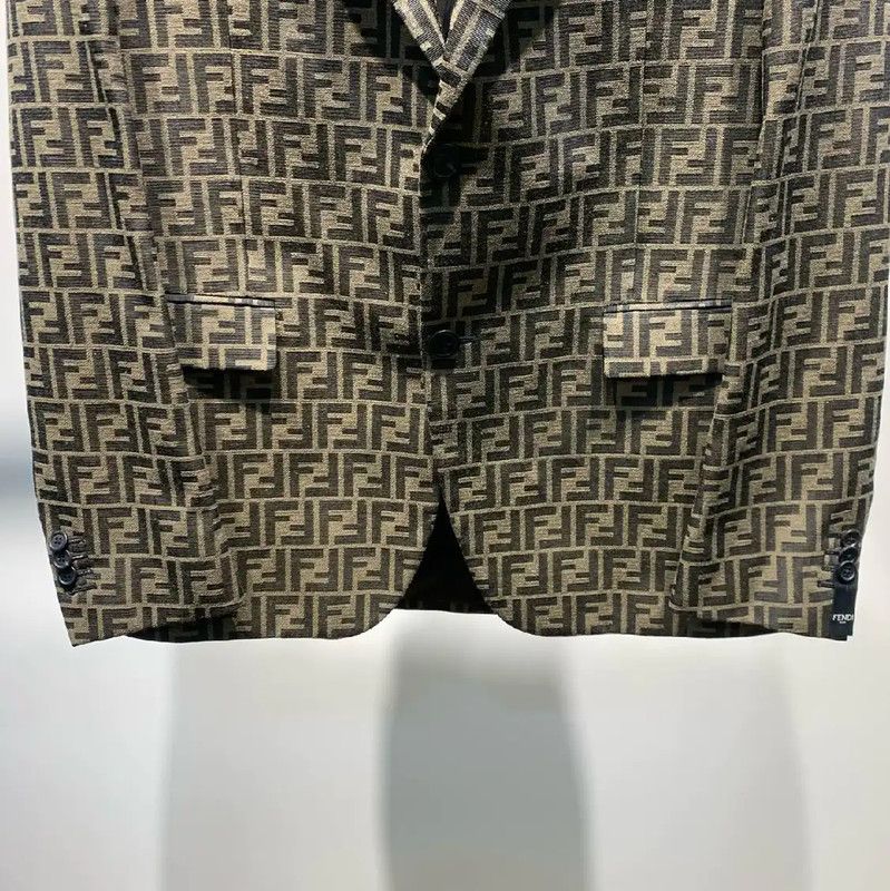 Fendi Fendi Graphic Khaki Cotton Blazer for Men 0089 Size US M / EU 48-50 / 2 - 4 Thumbnail