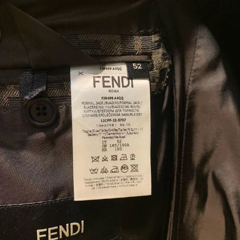 Fendi Fendi Graphic Khaki Cotton Blazer for Men 0089 Size US M / EU 48-50 / 2 - 8 Thumbnail