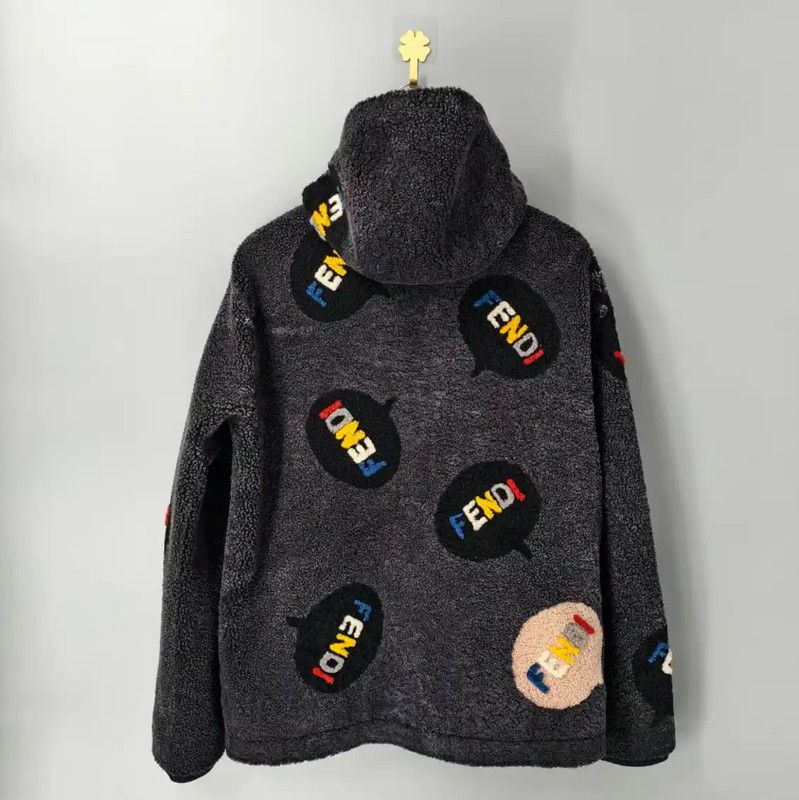 Fendi Fendi Black Wool Jacket with Colorful Logo 0089 Size US XL / EU 56 / 4 - 2 Thumbnail