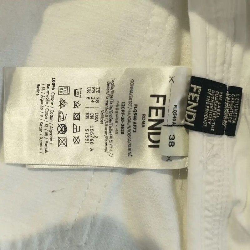 Fendi Fendi White Cotton Women's Mini Skirt 0089 Size 28" / US 6 / IT 42 - 4 Thumbnail