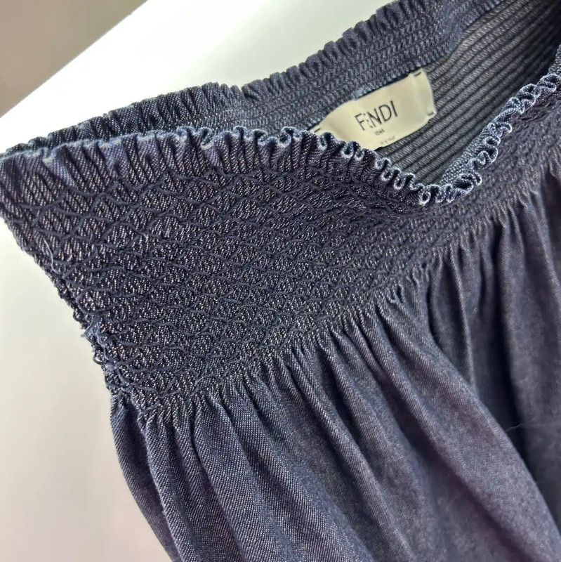 Fendi Fendi Blue Cotton Frill Women's Skirt 0089 Size 23" - 6 Thumbnail