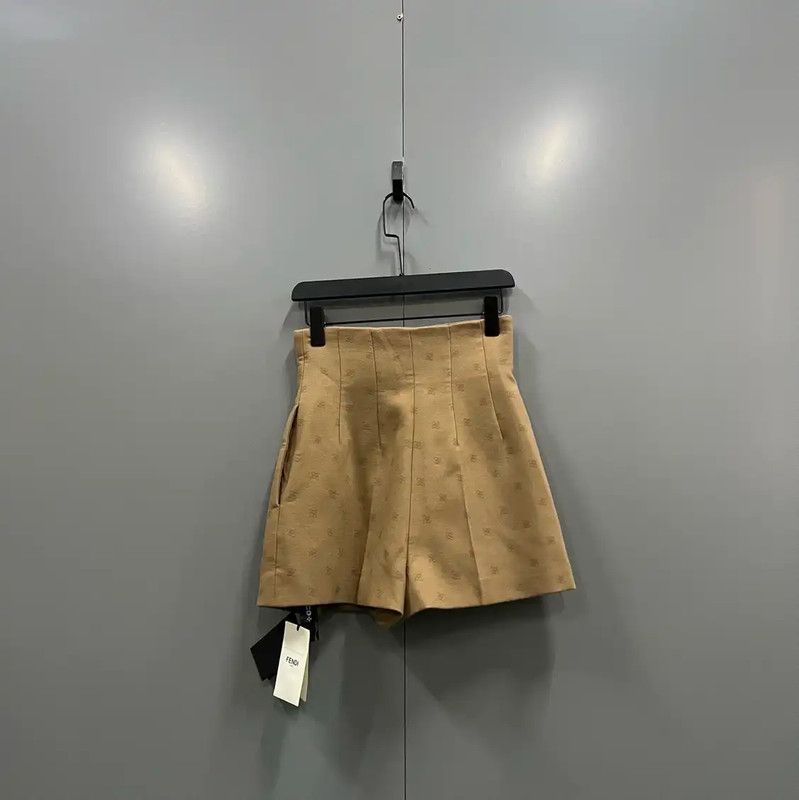 Fendi Fendi Khaki Cotton Women's Shorts for Summer 0089 Size 28" / US 6 / IT 42 - 2 Thumbnail