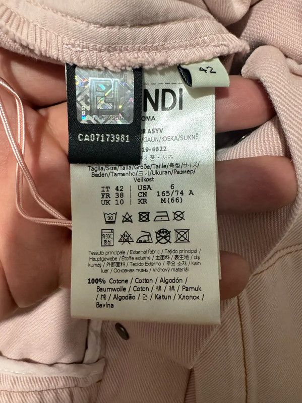 Fendi Fendi Embroidered Logo Cotton Skirt in Blush 0089 Size 27" / US 4 / IT 40 - 5 Thumbnail