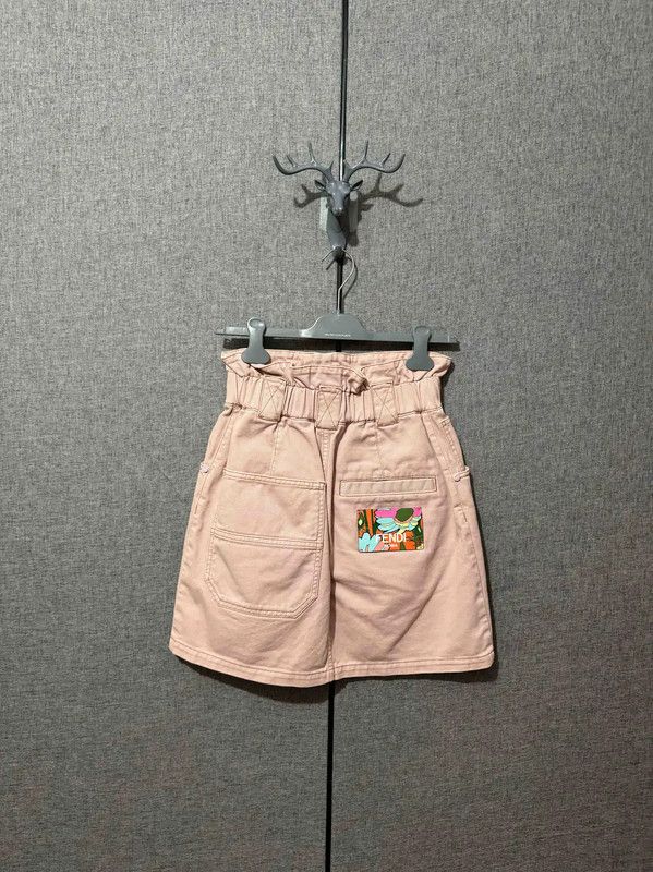 Fendi Fendi Embroidered Logo Cotton Skirt in Blush 0089 Size 27" / US 4 / IT 40 - 2 Thumbnail