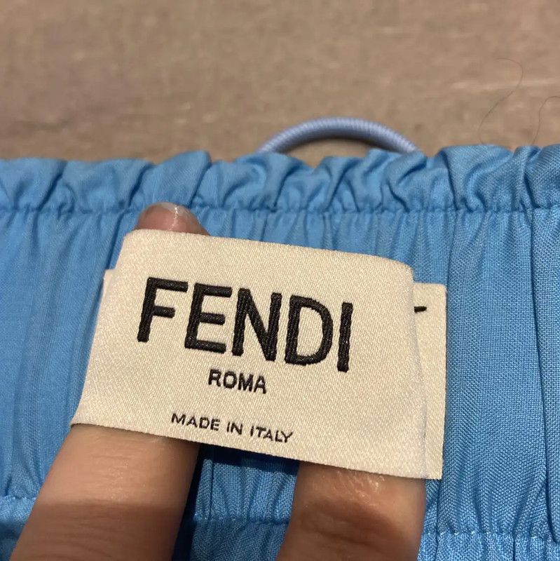 Fendi Fendi Summer Blue Cotton Drawstring Skirt 0089 Size 28" / US 6 / IT 42 - 3 Thumbnail