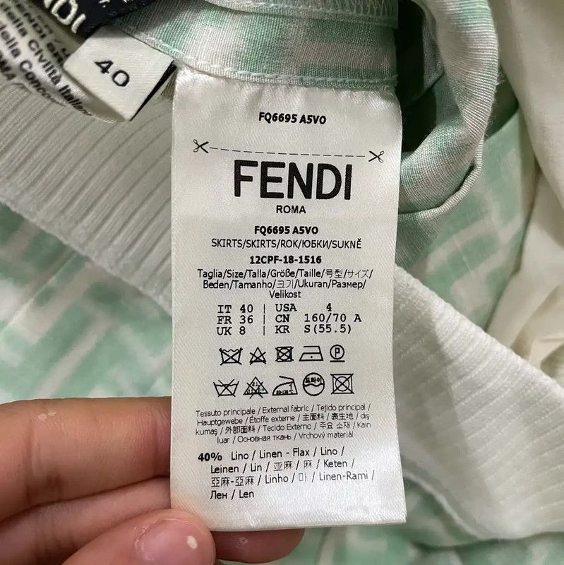 Fendi Fendi Pleated Skirt in Mint Green Cotton 0089 Size 28" / US 6 / IT 42 - 4 Thumbnail