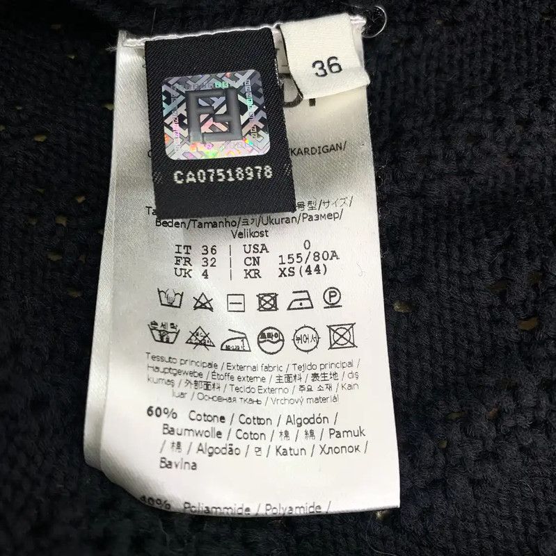 Fendi Fendi Black Cotton Women's Cardigan 0089 Size XS / US 0-2 / IT 36-38 - 6 Thumbnail