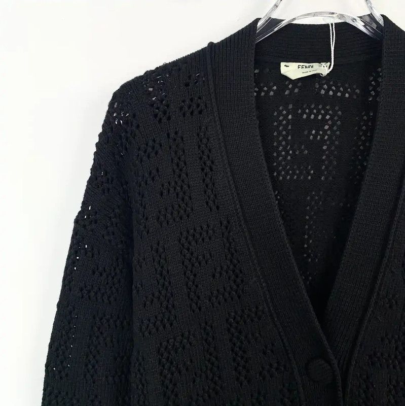 Fendi Fendi Black Cotton Women's Cardigan 0089 Size XS / US 0-2 / IT 36-38 - 3 Thumbnail