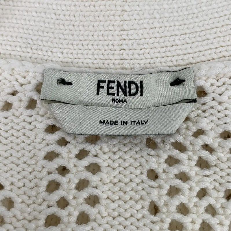 Fendi Fendi Women's Beige Cotton Cardigan 0089 Size S / US 4 / IT 40 - 5 Thumbnail