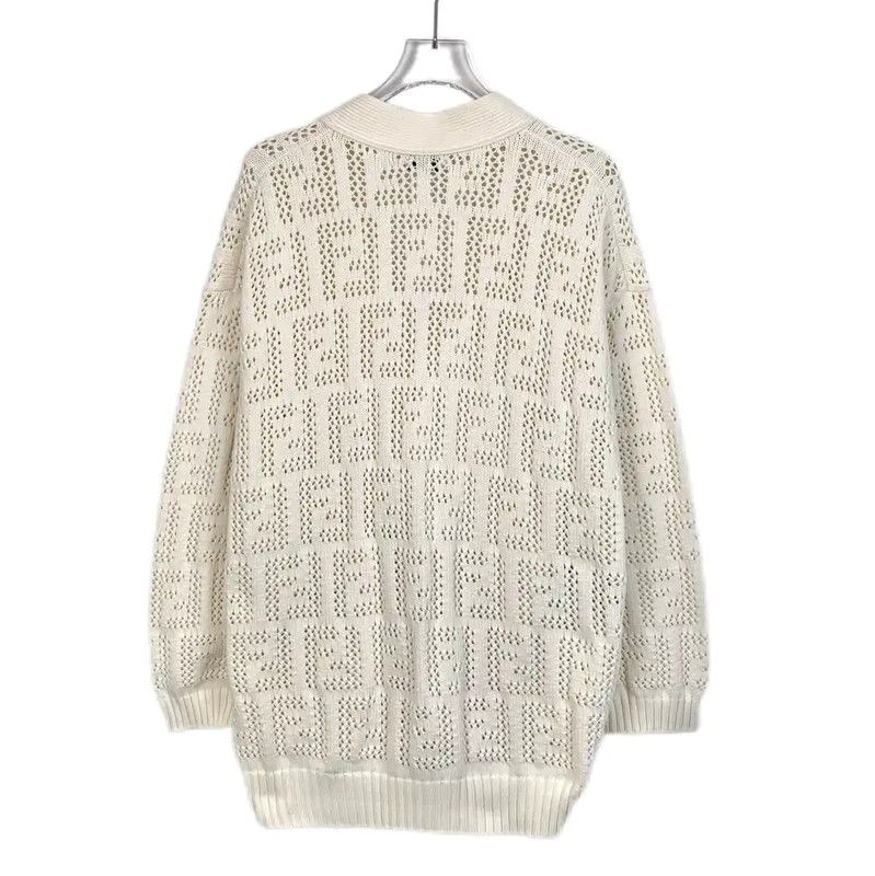 Fendi Fendi Women's Beige Cotton Cardigan 0089 Size S / US 4 / IT 40 - 2 Thumbnail