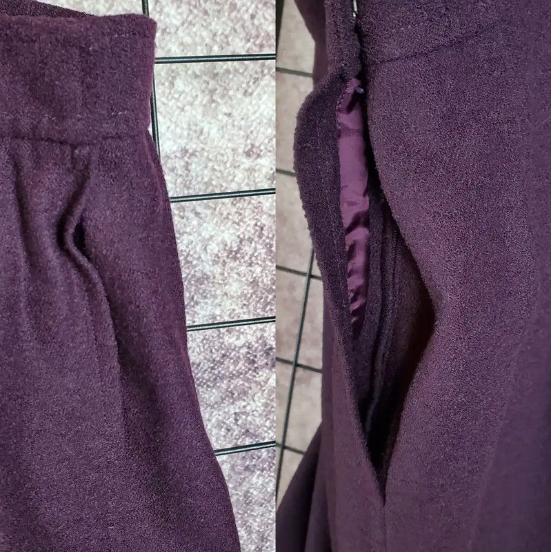 Yves Saint Laurent YSL Deep Purple Wool Midi Skirt for Women 0089 Size 28" / US 6 / IT 42 - 7 Thumbnail