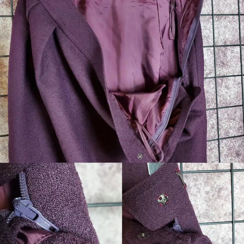 Yves Saint Laurent YSL Deep Purple Wool Midi Skirt for Women 0089 Size 28" / US 6 / IT 42 - 5 Thumbnail