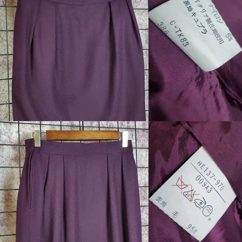 Yves Saint Laurent YSL Deep Purple Wool Midi Skirt for Women 0089 Size 28" / US 6 / IT 42 - 2 Thumbnail