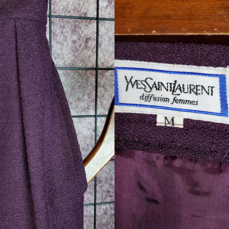 Yves Saint Laurent YSL Deep Purple Wool Midi Skirt for Women 0089 Size 28" / US 6 / IT 42 - 4 Thumbnail