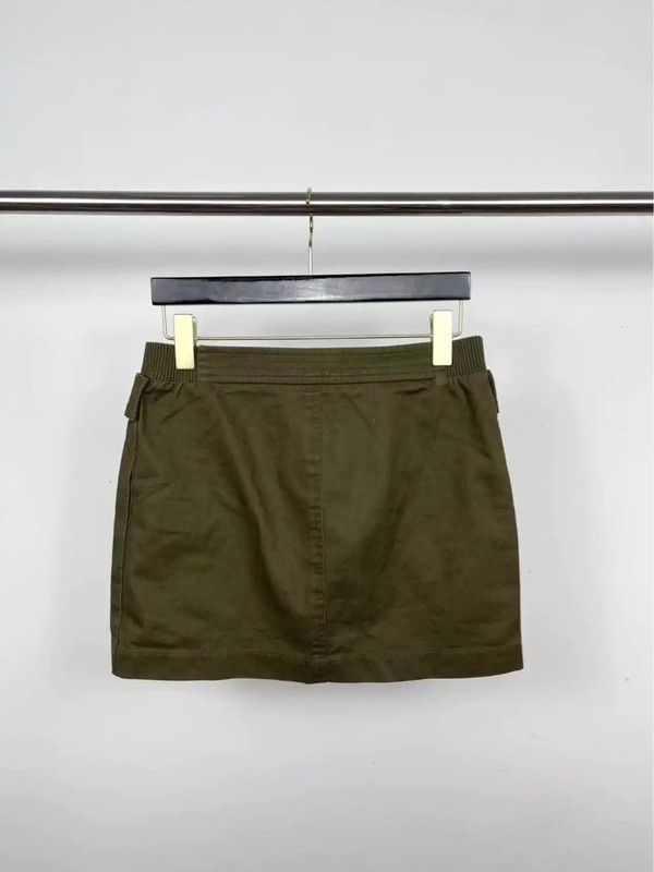 Yves Saint Laurent YSL Green Cotton Mini Skirt 0089 Size 26" / US 2 / IT 38 - 2 Thumbnail