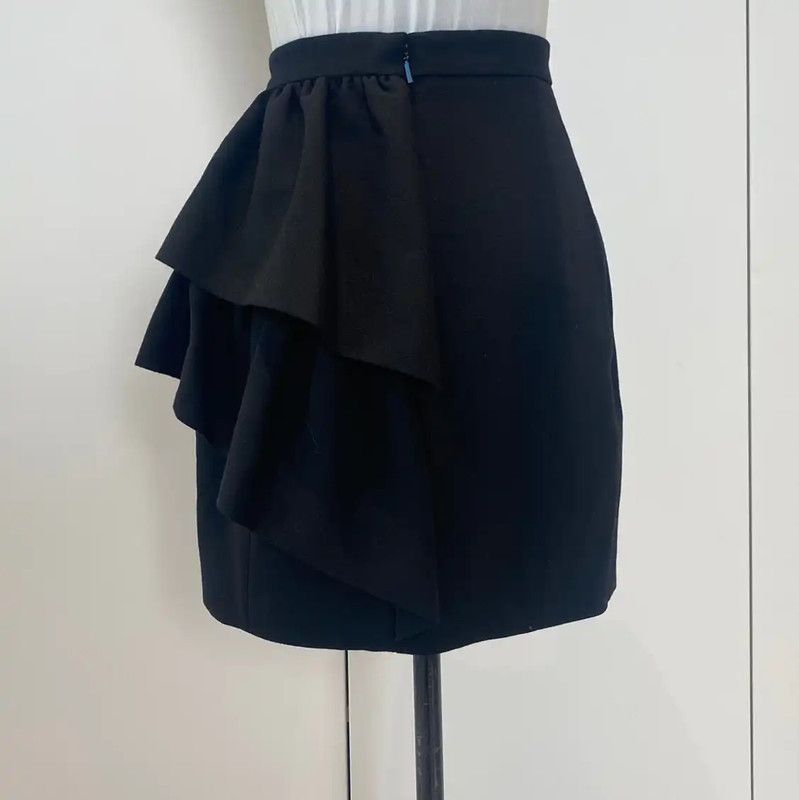 Yves Saint Laurent YSL Black Wool Layered Mini Skirt for Summer 0089 Size 23" - 2 Thumbnail