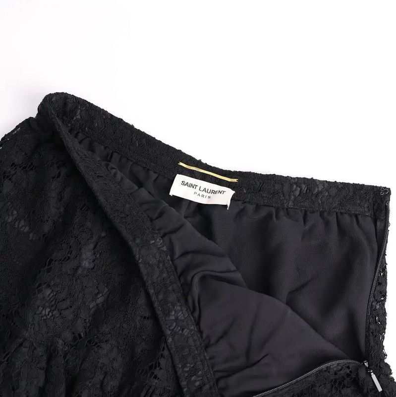 Yves Saint Laurent YSL Black Lace Short Skirt in XS Size 0089 Size 23" - 4 Thumbnail