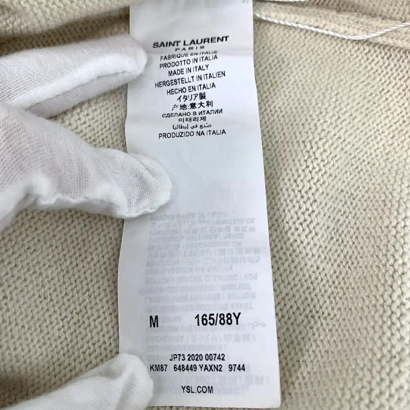 Yves Saint Laurent YSL Cream Long Sleeve Cardigan for Women 0089 Size M / US 6-8 / IT 42-44 - 6 Thumbnail