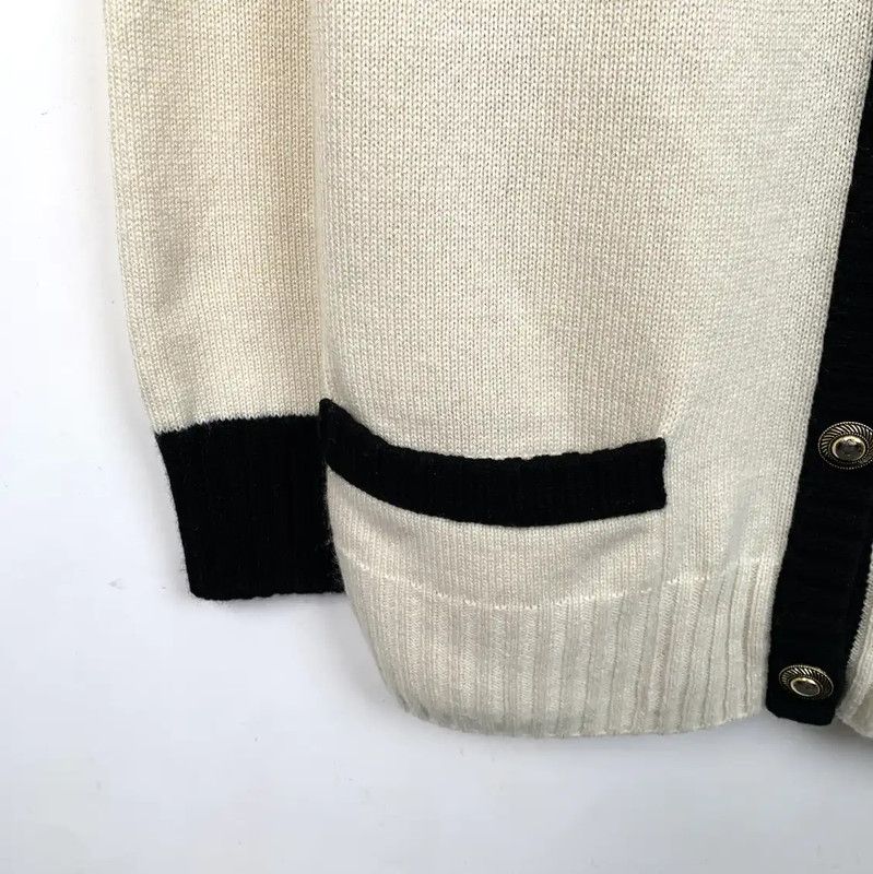 Yves Saint Laurent YSL Cream Long Sleeve Cardigan for Women 0089 Size M / US 6-8 / IT 42-44 - 4 Thumbnail