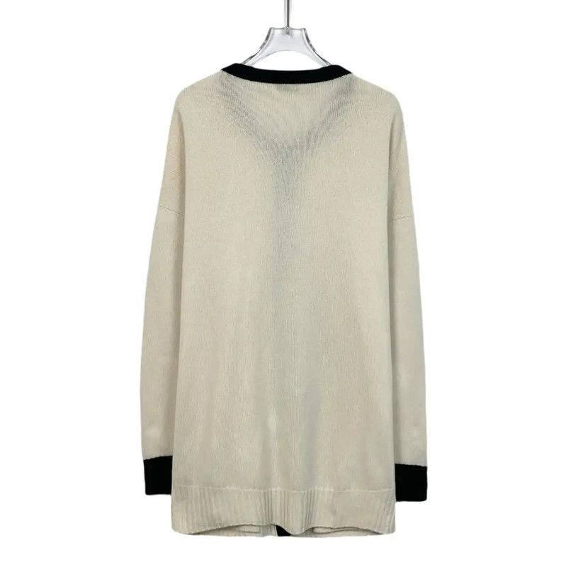 Yves Saint Laurent YSL Cream Long Sleeve Cardigan for Women 0089 Size M / US 6-8 / IT 42-44 - 2 Thumbnail