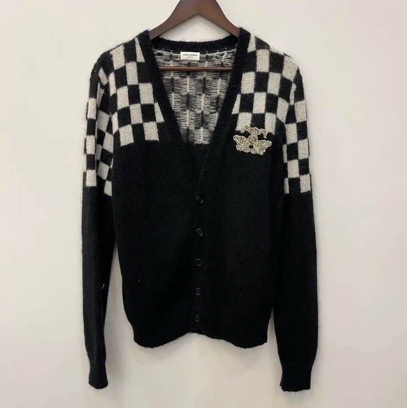 Yves Saint Laurent YSL Colorblock Mohair Long Sleeve Cardigan 0089 Size M / US 6-8 / IT 42-44 - 6 Thumbnail