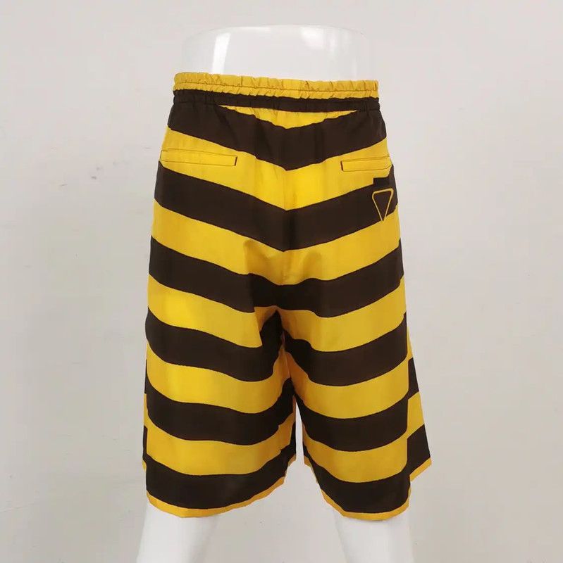 Prada Prada Yellow Striped Silk Shorts for Men Size US 32 / EU 48 - 2 Thumbnail