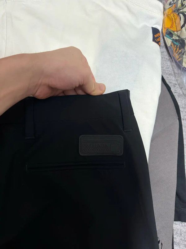 Prada Prada Black Embroidered Logo Relaxed Pants Size US 30 / EU 46 - 6 Thumbnail