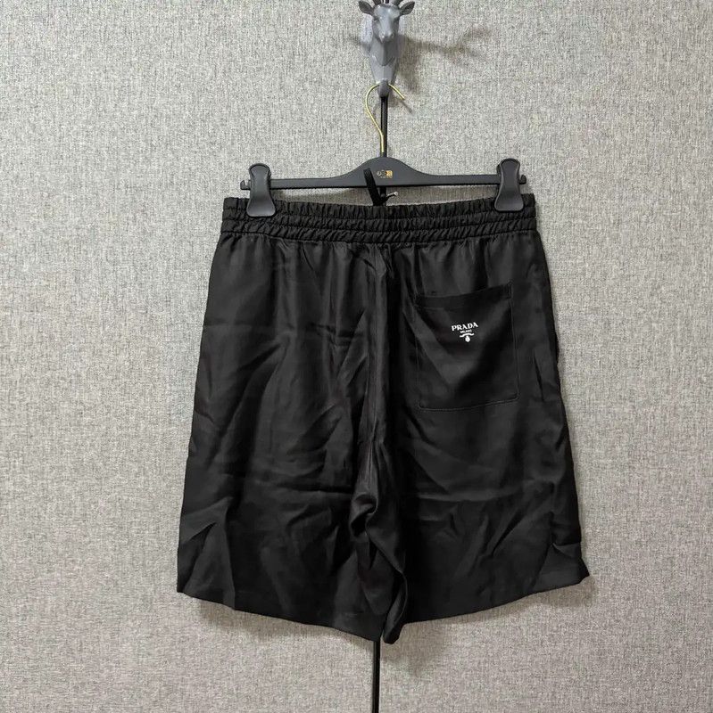 Prada Prada Black Silk Logo Print Men's Shorts Size US 32 / EU 48 - 2 Thumbnail