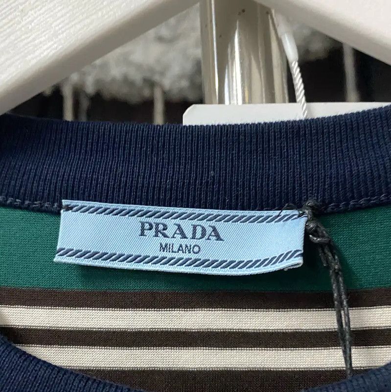 Prada Prada Striped Men's T-Shirt in Green and Brown Size US M / EU 48-50 / 2 - 6 Thumbnail
