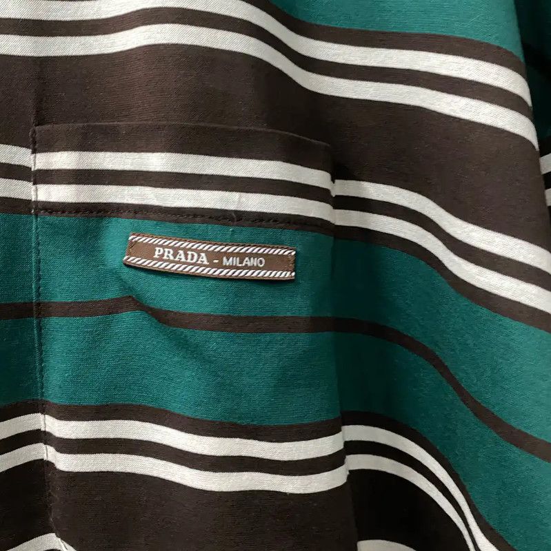 Prada Prada Striped Men's T-Shirt in Green and Brown Size US M / EU 48-50 / 2 - 5 Thumbnail