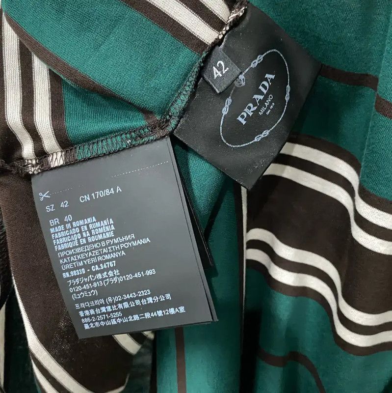 Prada Prada Striped Men's T-Shirt in Green and Brown Size US M / EU 48-50 / 2 - 7 Thumbnail