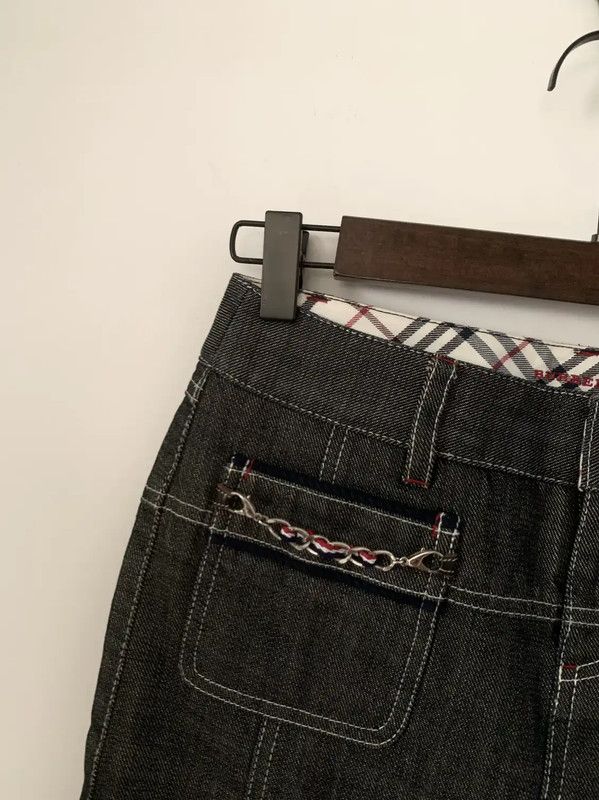 Burberry Burberry Women's Black Gray Cotton Skirt Size 23" - 2 Thumbnail