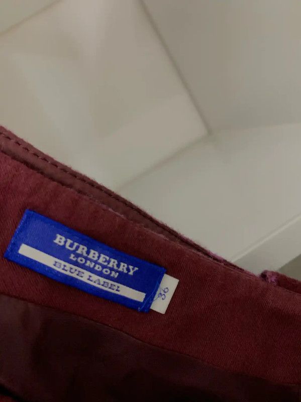 Burberry Burberry Purple Wool Check Midi Skirt for Women Size 23" - 6 Thumbnail