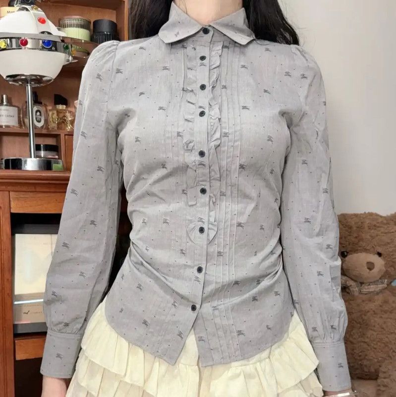 Burberry Burberry Gray Cotton Long Sleeve Shirt Size M / US 6-8 / IT 42-44 - 2 Thumbnail