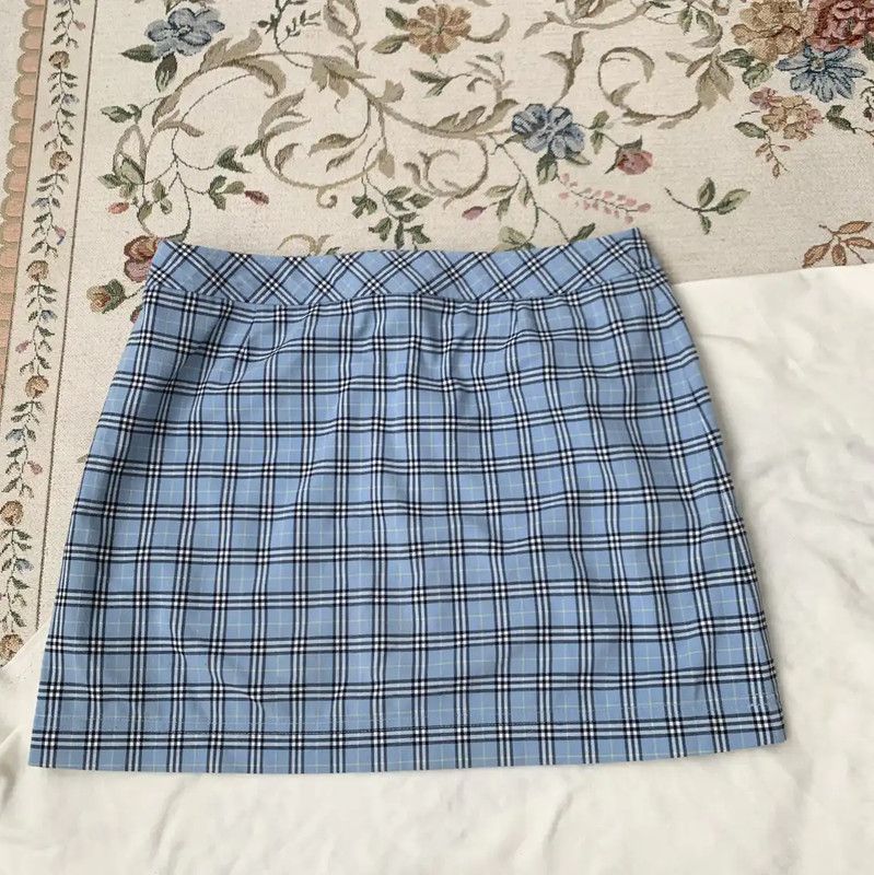 Burberry Burberry Blue Cotton Plaid Skirt for Women Size 28" / US 6 / IT 42 - 4 Thumbnail