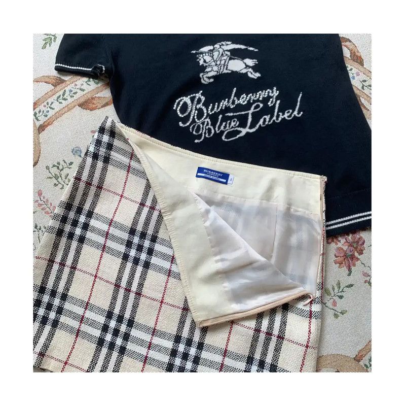 Burberry Burberry Khaki Plaid Cotton Blend Skirt Size 23" - 2 Thumbnail