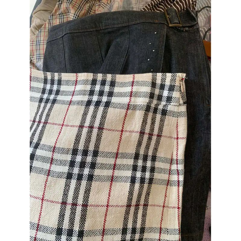 Burberry Burberry Khaki Plaid Cotton Blend Skirt Size 23" - 6 Thumbnail