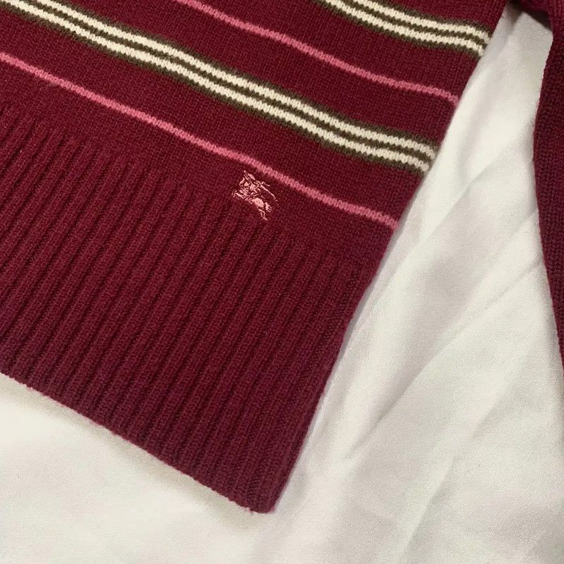 Burberry Burberry Wool Knit Sweater in Burgundy Stripes Size M / US 6-8 / IT 42-44 - 2 Thumbnail