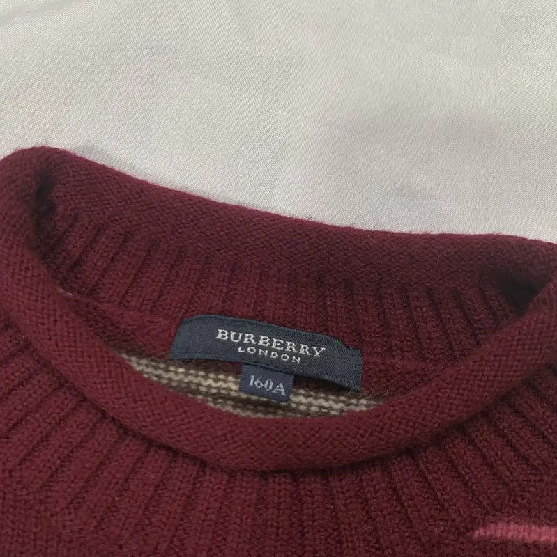 Burberry Burberry Wool Knit Sweater in Burgundy Stripes Size M / US 6-8 / IT 42-44 - 4 Thumbnail