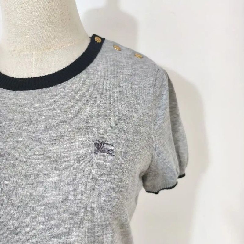 Burberry Burberry Gray Cotton Short Sleeve T-Shirt Size M / US 6-8 / IT 42-44 - 2 Thumbnail