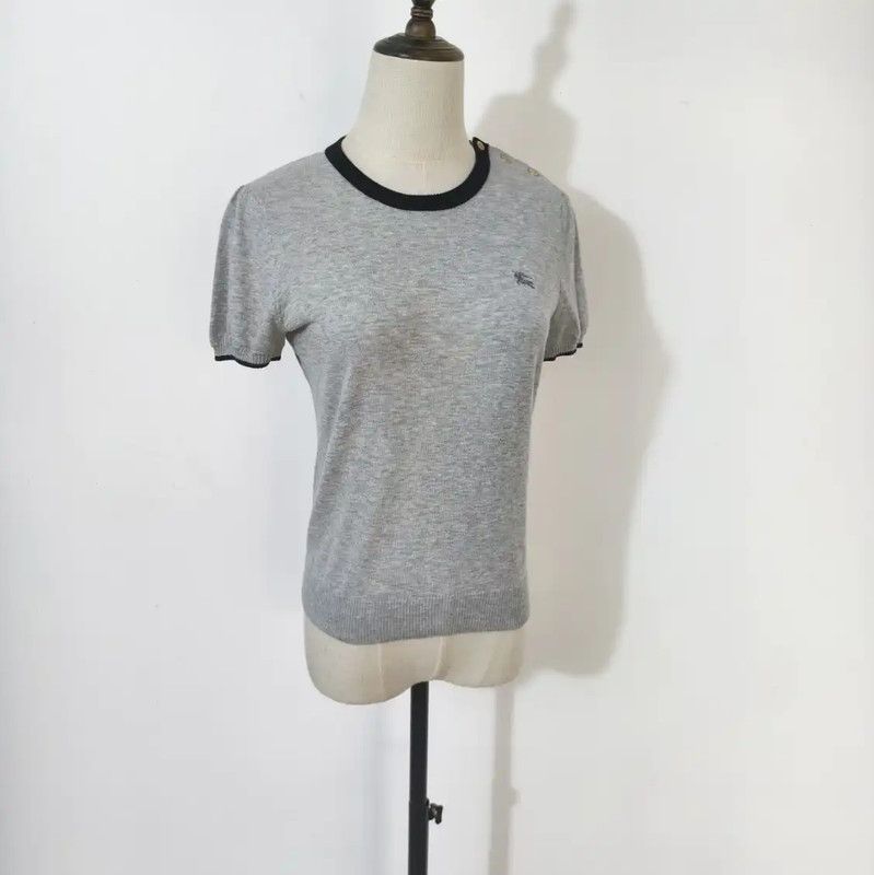 Burberry Burberry Gray Cotton Short Sleeve T-Shirt Size M / US 6-8 / IT 42-44 - 3 Thumbnail
