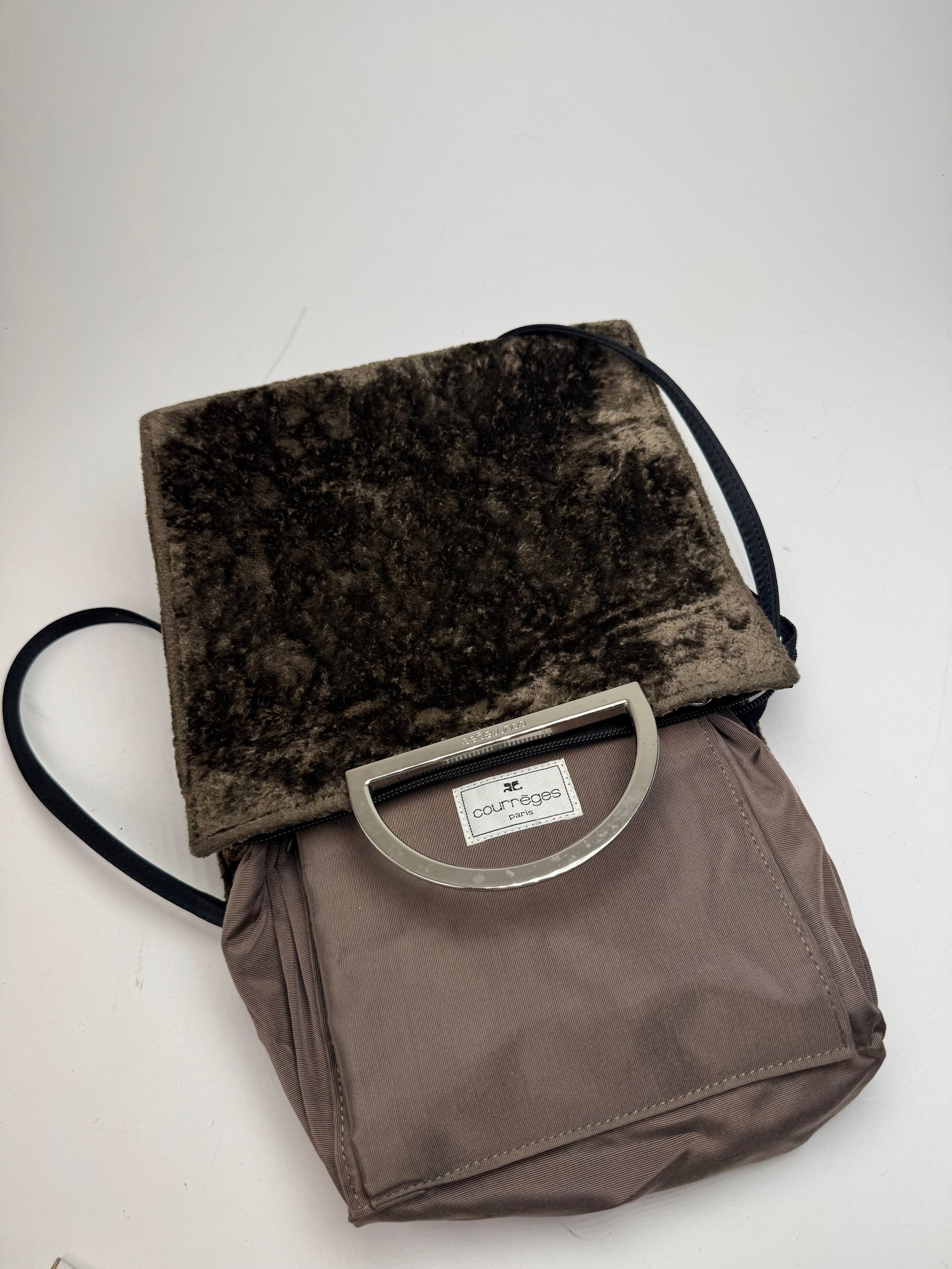 Courreges Vintage 2Way Fur Leather Bag brown Size ONE SIZE - 3 Thumbnail