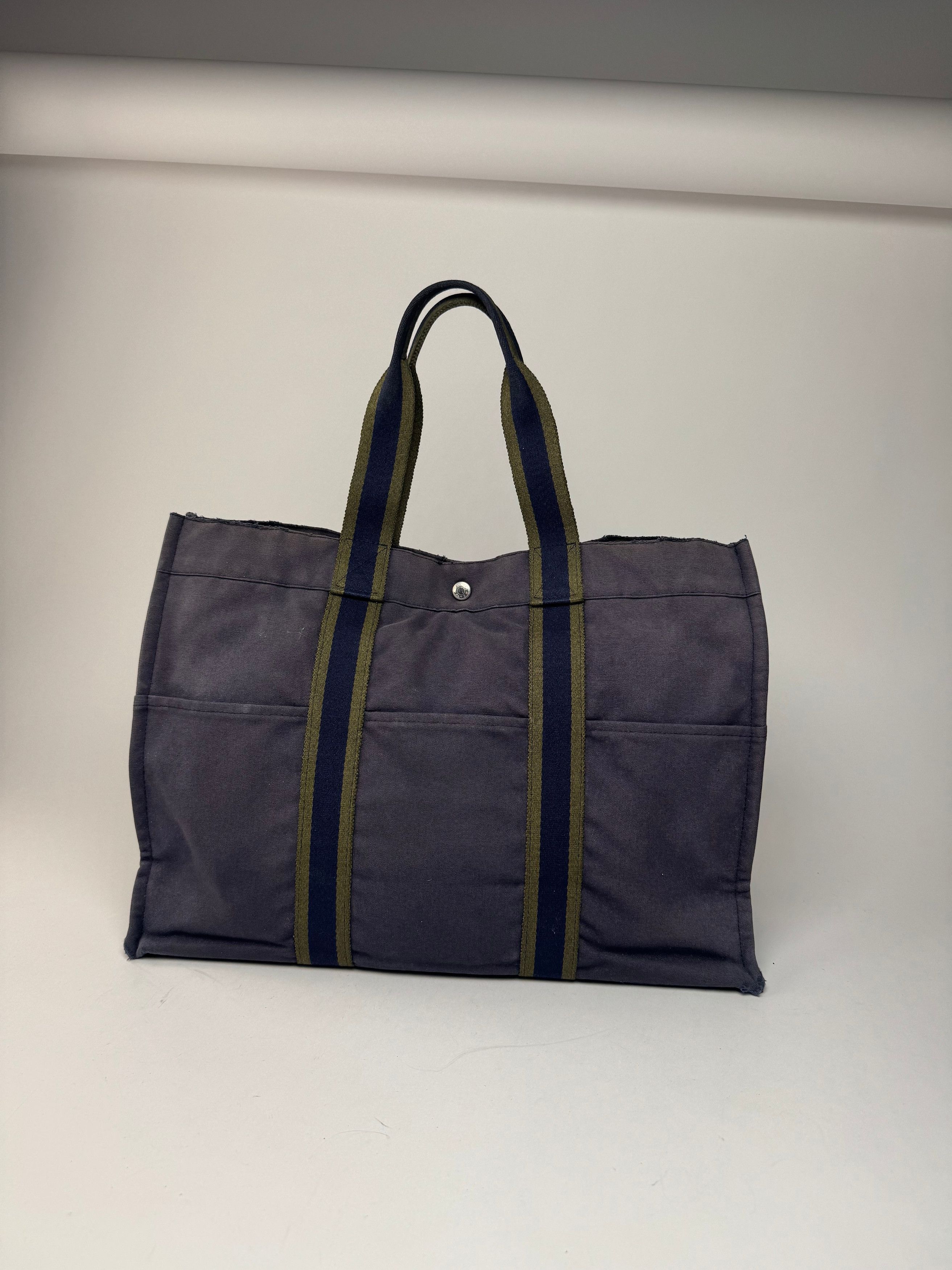 Other Vintage Hermes Cotton Tote Bag Navy Size ONE SIZE - 7 Thumbnail