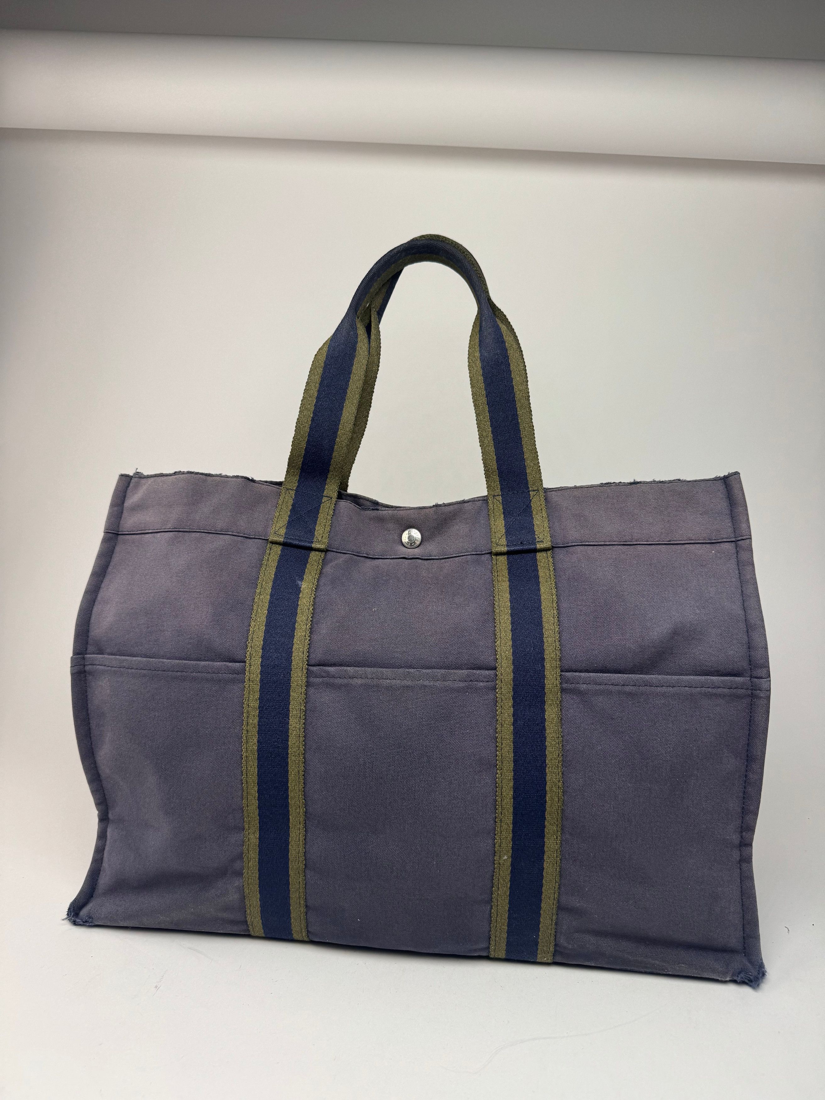 Other Vintage Hermes Cotton Tote Bag Navy Size ONE SIZE - 11 Thumbnail