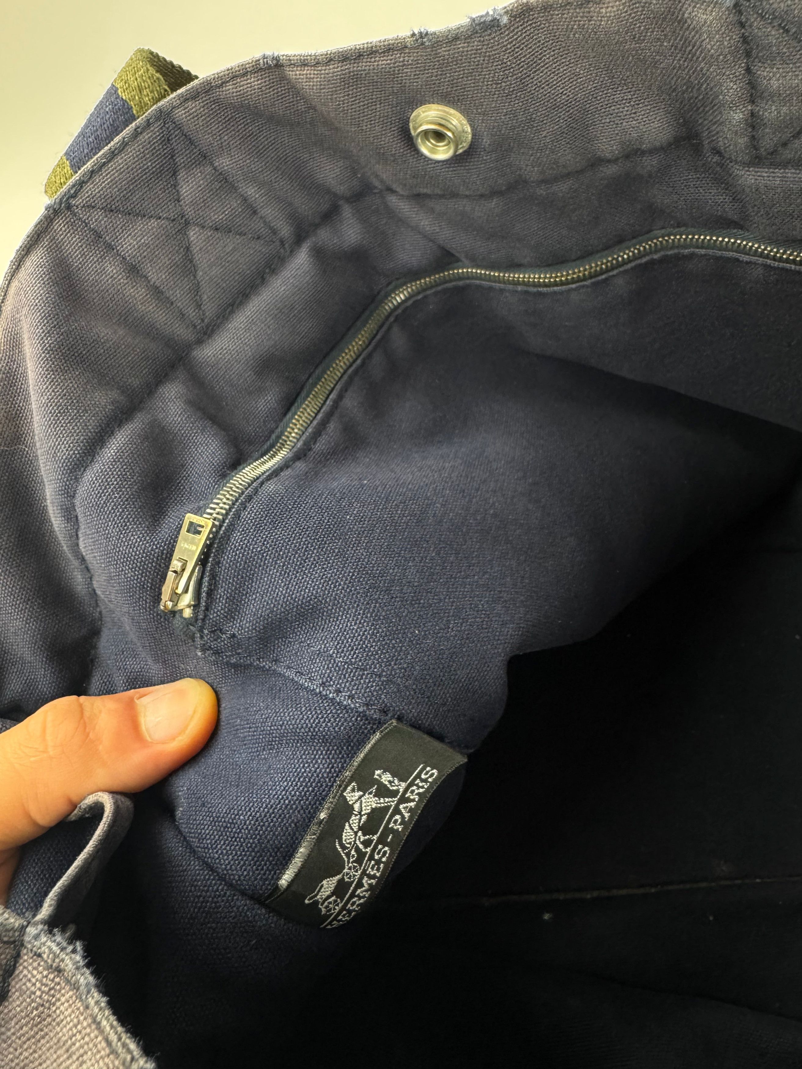 Other Vintage Hermes Cotton Tote Bag Navy Size ONE SIZE - 4 Thumbnail