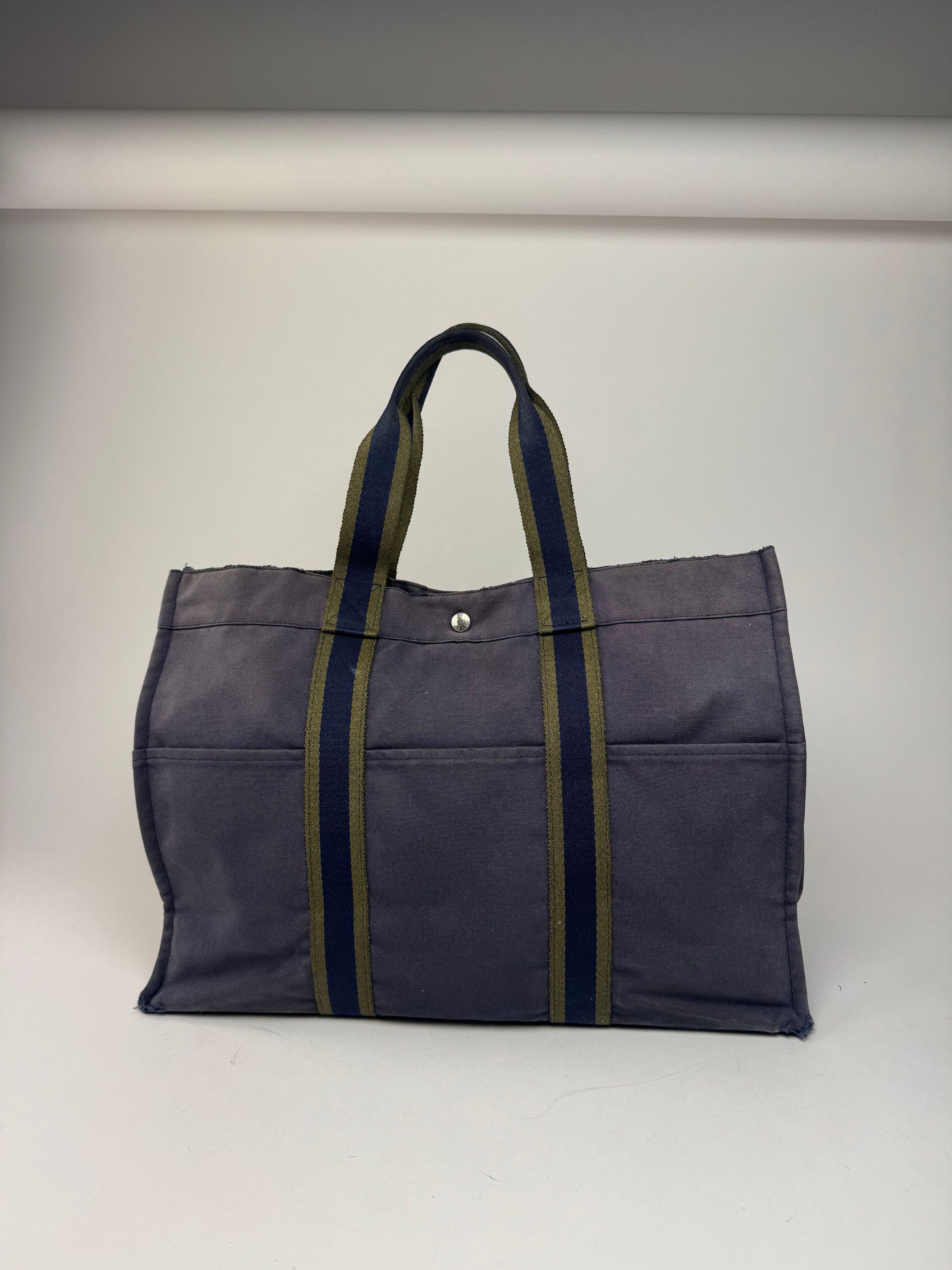 Other Vintage Hermes Cotton Tote Bag Navy Size ONE SIZE - 5 Thumbnail