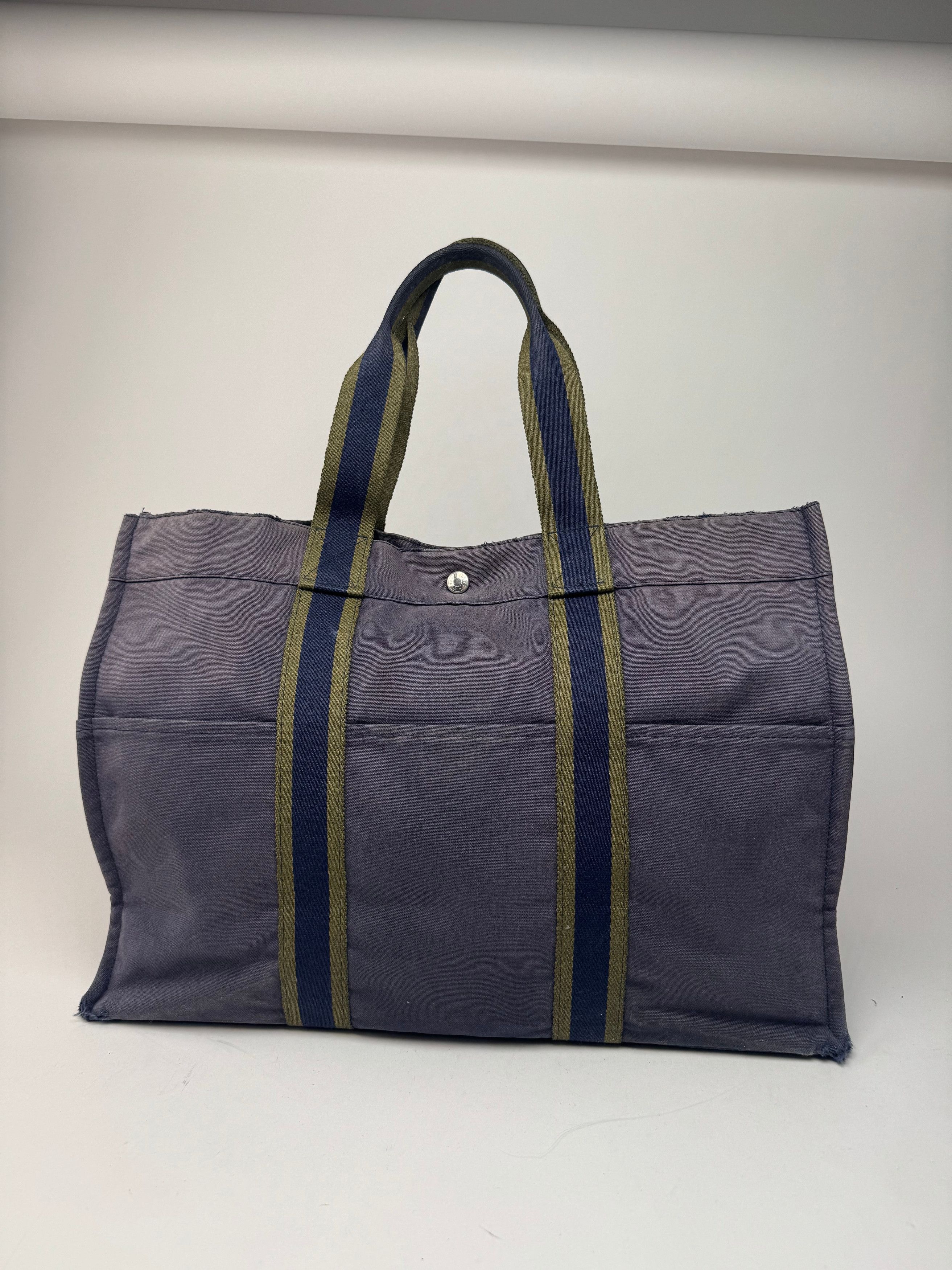 Other Vintage Hermes Cotton Tote Bag Navy Size ONE SIZE - 15 Thumbnail